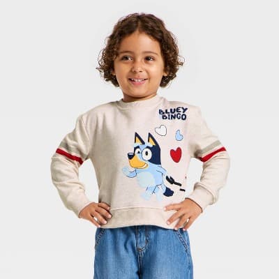Toddler Boys' Bluey Valentines Fleece Sweatshirt - Gray 2T