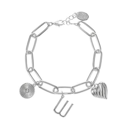 Charm Bracelet with Silvertone Initial W - 81% Off