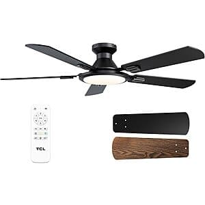 52" TCL Ceiling Fan w/ 6 Speeds, Light & Remote Control (black or white) $69.60 + Free Shipping
