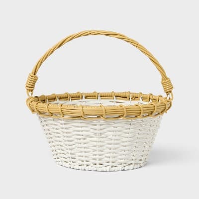 12" Easter Plastic Willow Basket White with Natural - Spritz™