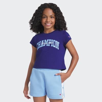 Champion Girls' Graphic Baby T-Shirt - Dark Blue S