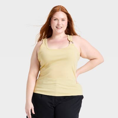 Women's Slim Fit Hardware Tank Top - A New Day™ Yellow 4X
