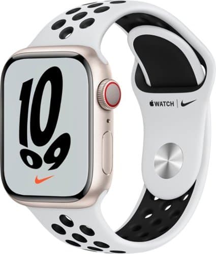 Refurbished Apple Watch Nike Series 7 (GPS + Cellular) 41mm Aluminum Case with Pure Platinum/Black Nike Sport Band - Starlight - (2021)