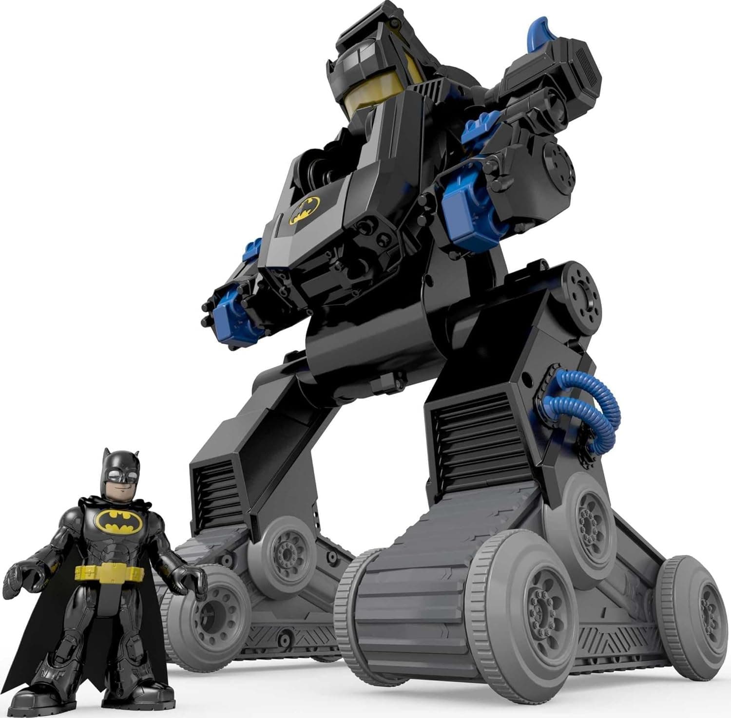 Fisher-Price Imaginext DC Super Friends RC Toy Transforming Batbot 2-in-1 Robot to Vehicle with Lights, Sounds & Phrases, Remote Controller, Plus 1 Small Figure & 4 Launcher Disks (Amazon Exclusive)