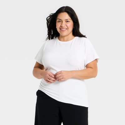 Women's Asymmetrical T-Shirt - A New Day™ White XXL