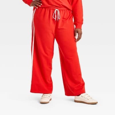 Women's Mid-Rise Straight Leg Track Sweatpants - Universal Thread™ Red 1X