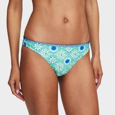 Women's Star Medallion/Multi Stripe Reversible Bikini Bottom Teal/Blue - Roller Rabbit x Target S