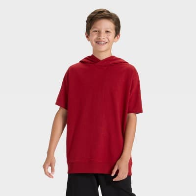 Boys' Short Sleeve Hoodie - art class™ Ruby Red S