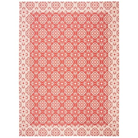 SAFAVIEH Courtyard Austin Geometric Indoor/Outdoor Area Rug, 9' x 12', Red/Cream
