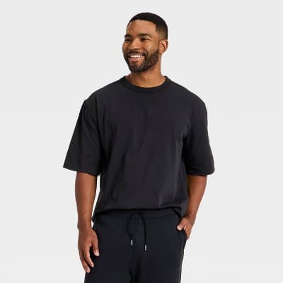 Men's Short Sleeve Oversized Cotton T-Shirt - All In Motion™ Black XL