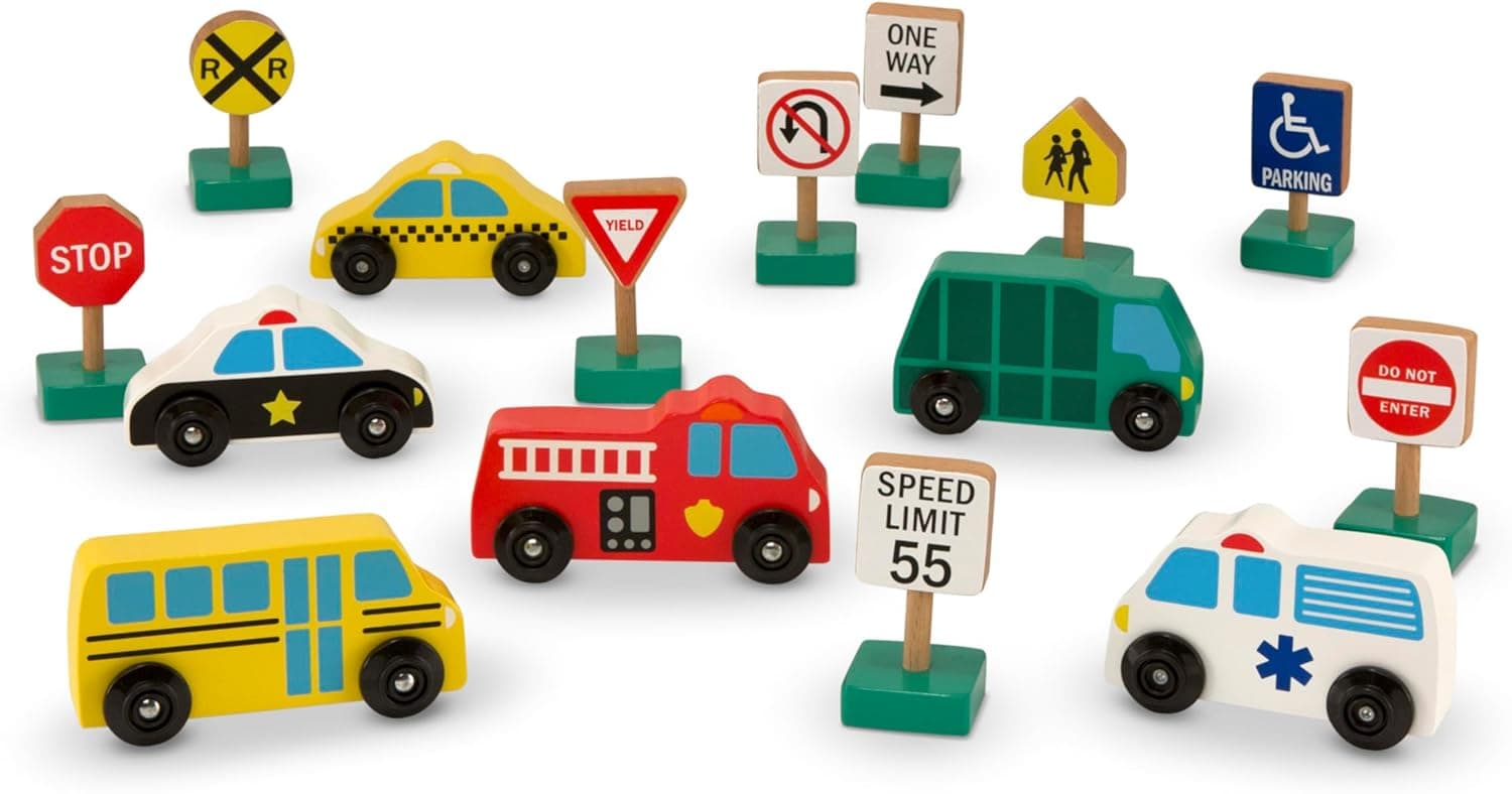 Save 26% on Melissa & Doug Wooden Vehicles & Traffic Signs Set