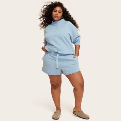 Women's Mid-Rise Pull-On Sweatshorts - Parke x Target Light Blue 1X