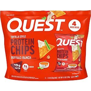 4-Ct 1.1-Oz Quest Nutrition Tortilla Style Protein Chips (Buffalo Ranch) $6.50