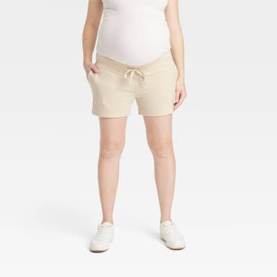 Leisure Maternity Shorts - Isabel Maternity by Ingrid & Isabel™ Cream XL: French Terry, Side Pocket
