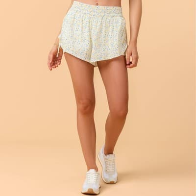 Blogilates Women's Mommy & Me Tiny Bows Shorts - White Floral Print XS