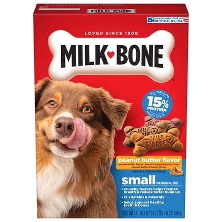 Milk Bone Peanut Butter Flavor Dog Biscuits, Naturally & Artificially Flavored, 24 oz Box