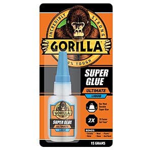 Gorilla Super Clear Liquid Glue: 15g for $6