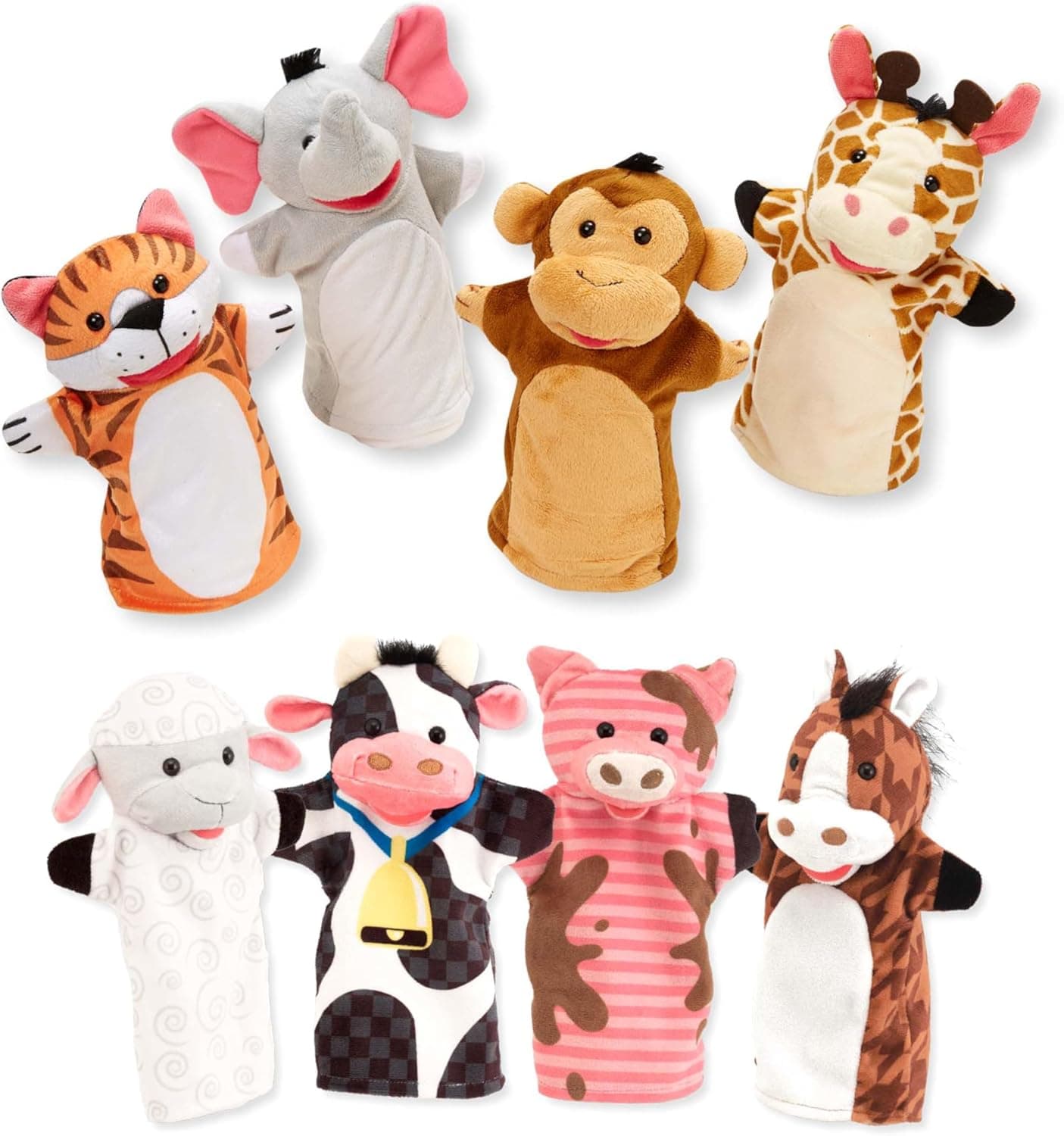 Melissa & Doug Animal Hand Puppets - Playful Zoo and Farm Friends
