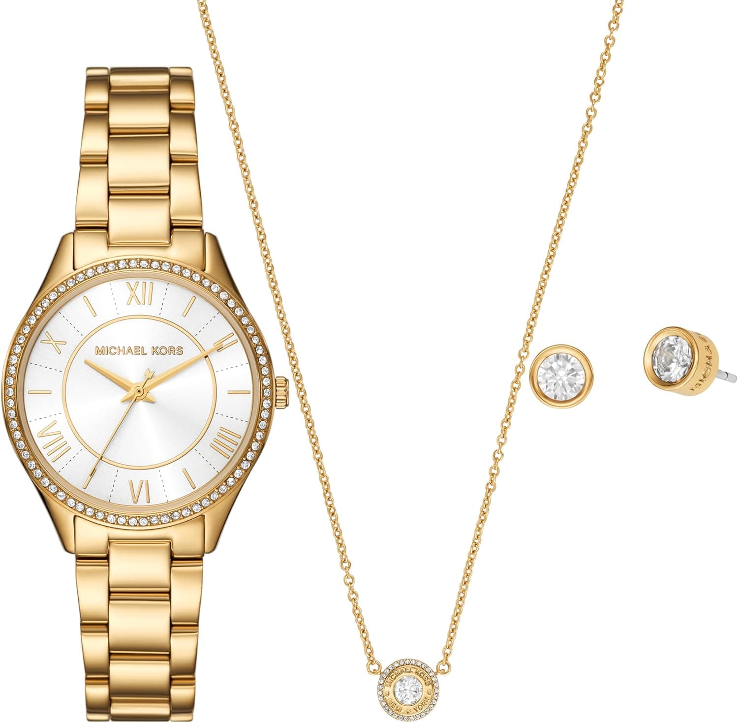 Michael Kors Lauryn Jewelry Set: Watch, Earrings, Necklace