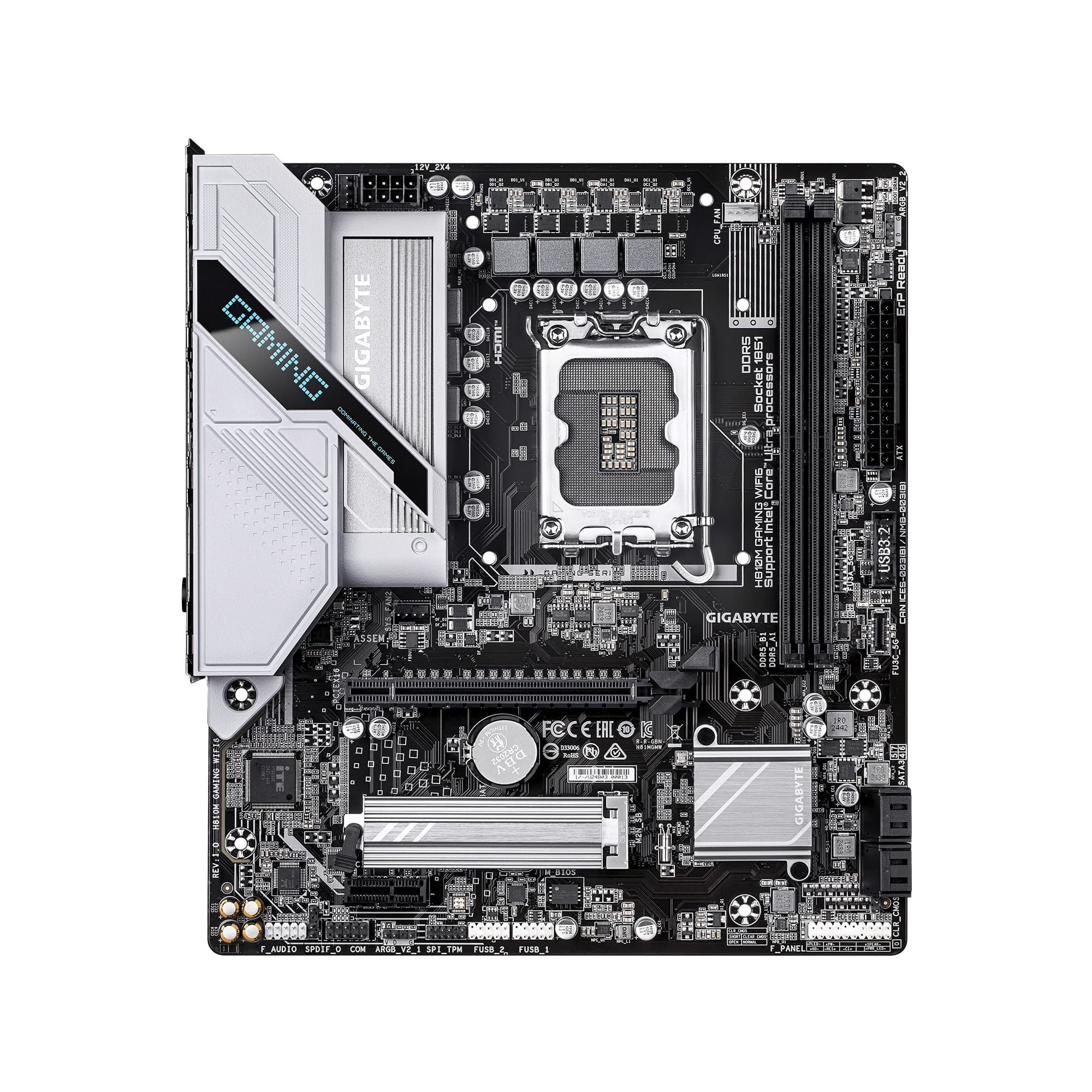 GIGABYTE - H810M GAMING WIFI6 (Socket LGA 1851) Intel H810 mATX DDR5 Wi-Fi 6 Motherboard - Black