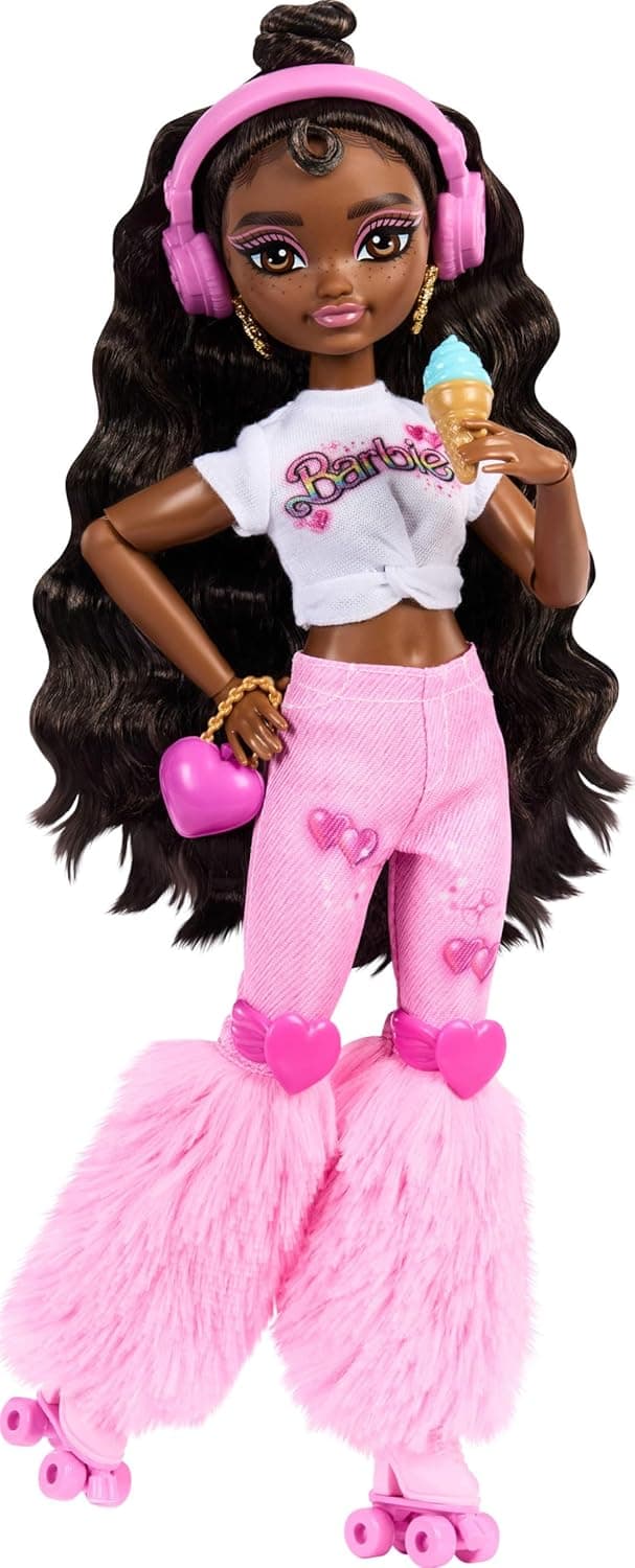 Posable Barbie Dream Besties Doll with Roller Skating Accessories