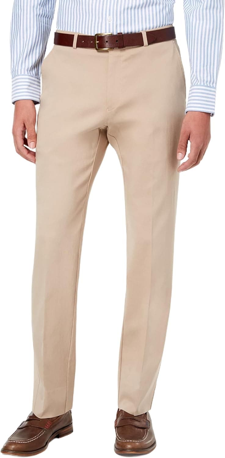 Tommy Hilfiger Men's Classic Stretch Chino Pants – Modern Fit, Wrinkle & Water-Resistant, Versatile & Comfortable for Work or Casual Wear | Khaki,30X32L