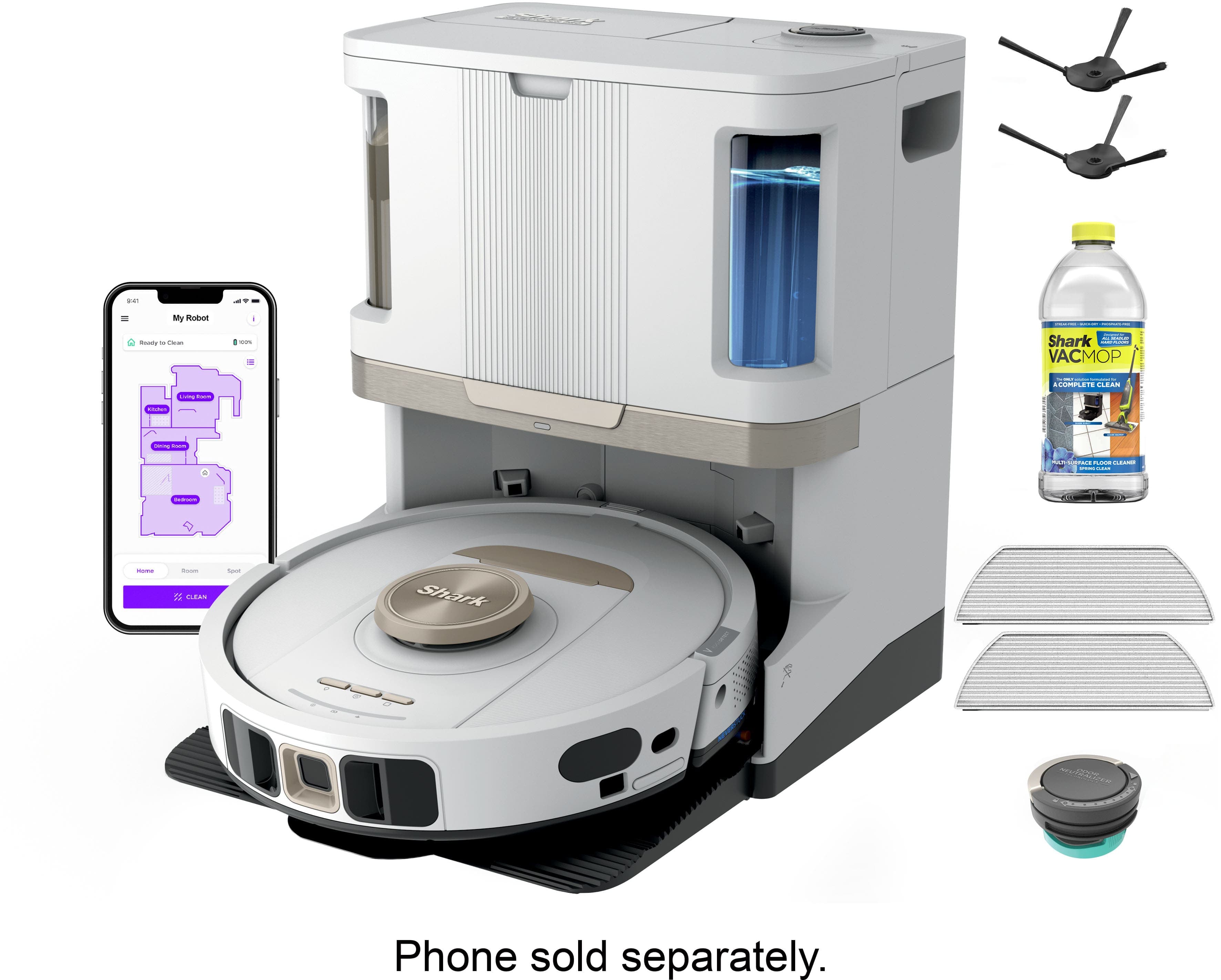 Shark - Stratos 2-in-1 Robot Vacuum & Mop With 25+ Hands-Free Features & NeverTouch Self-Cleaning Base - White