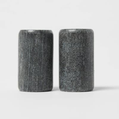 2pc Marble Salt and Pepper Shaker Set Gray - Threshold™: 3" Tall, Spot Clean, Tableware, 2 Pieces