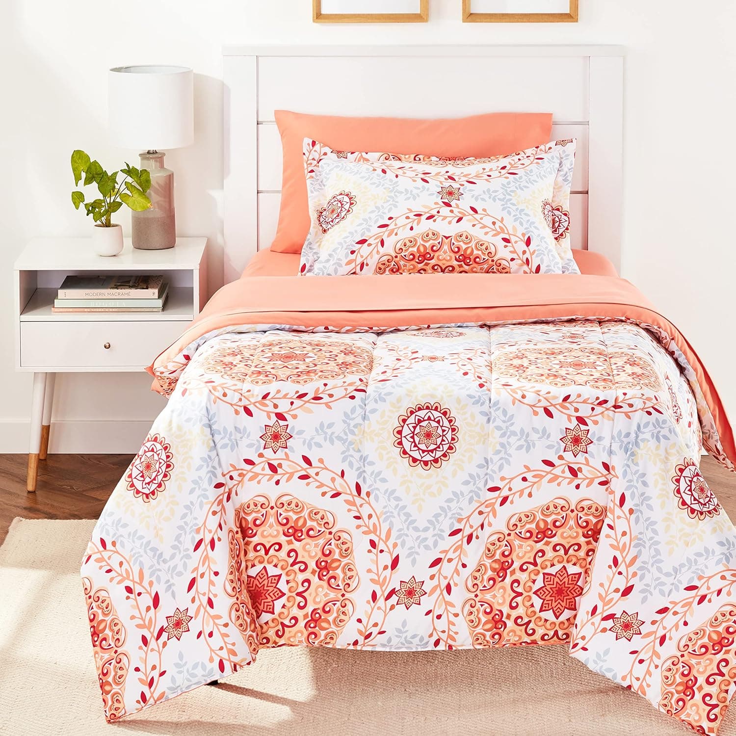 Cozy Coral Medallion Bedding Set - Save over 17% on Amazon Basics