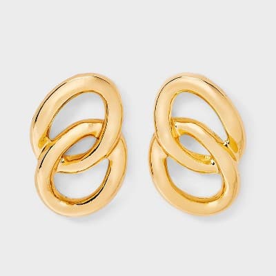 Linear Link Earrings - A New Day™ Gold: Hypoallergenic Nickel-Free Metal, Post Closure
