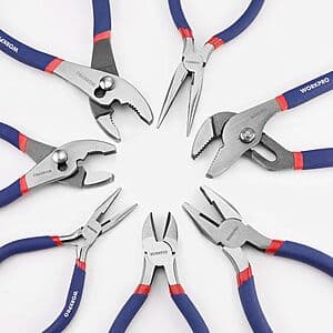 7-Piece WorkPro Forged Carbon Steel Pliers Set w/ Comfort Grip Handle (Red/Blue) $16.80
