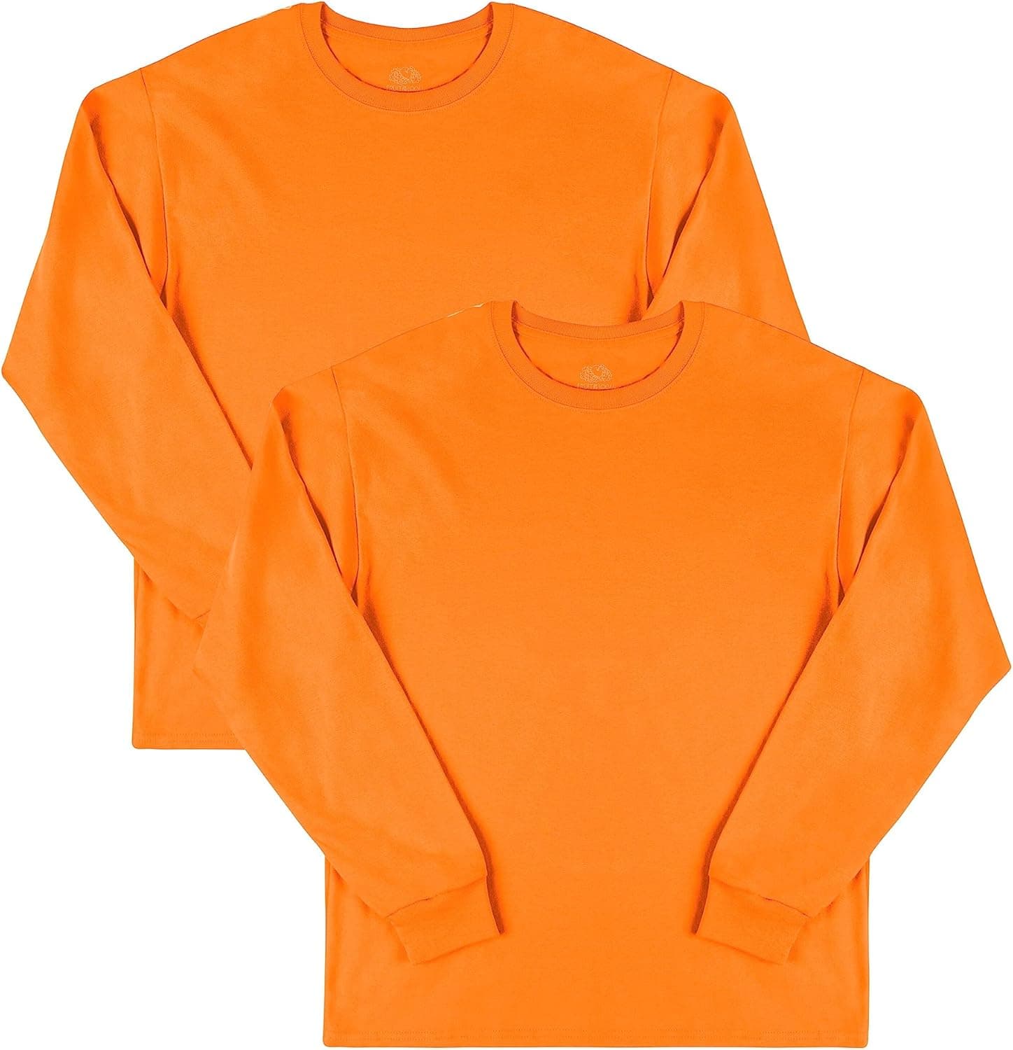 Fruit of The Loom Men's Eversoft Cotton T Shirts, Breathable & Moisture Wicking with Odor Control, Sizes S-4X, Long Sleeve-Safety Orange