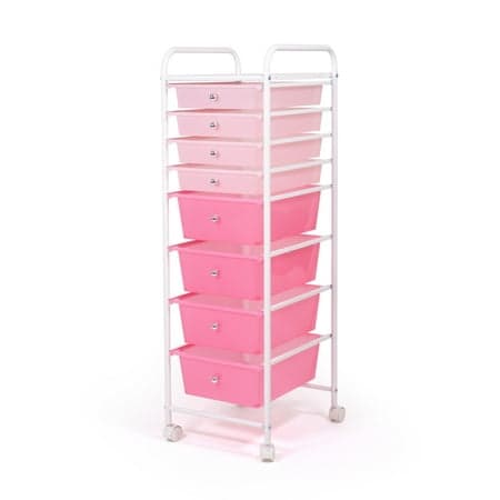 Humble Crew Essentials 8 Drawer Rolling Storage Cart with Wheels, Pink