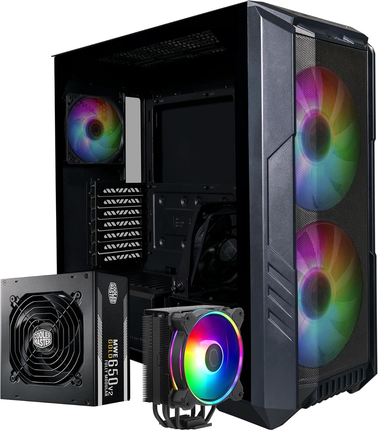 Cooler Master HAF 500 Pro Gaming PC Bundle: High Airflow Case, CPU Cooler, Power Supply