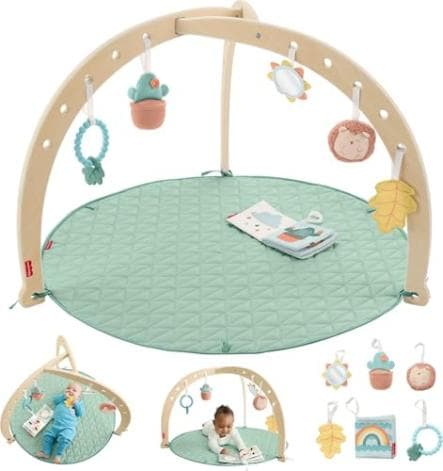 Fisher-Price Wood Baby Playmat with Deluxe Activity Gym