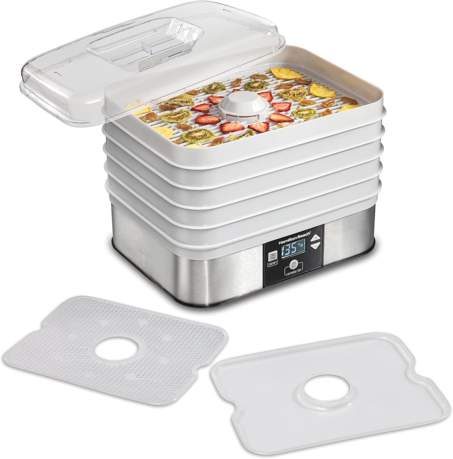 Dehydrate Fruits, Veggies & Jerky with 5-Tray Hamilton Beach Dehydrator