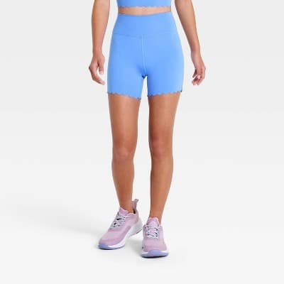 Girls' Scallop Bike Shorts - All In Motion™ Vibrant Blue L