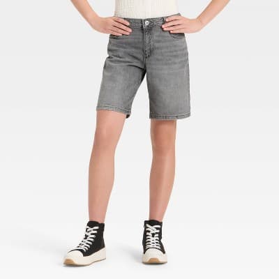 Girls' Mid-Rise Slouchy Loose Shorts - art class™ Gray Wash XXL
