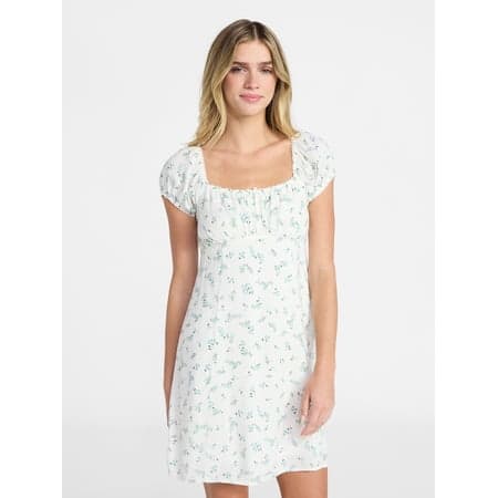 No Boundaries Fit and Flare Dress with Puff Sleeves, Women's XXS-XXL