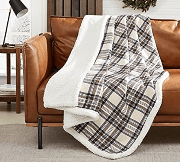 Cozy Up with Eddie Bauer Reversible Sherpa & Fleece Throw Blanket
