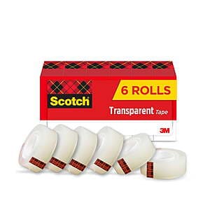 3/4" x 1296" Scotch Transparent Tape 6-Pack for $4.70