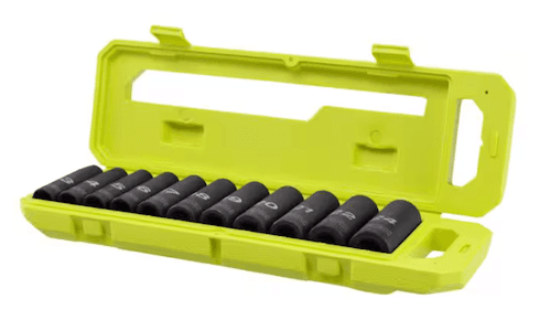 38% Off Ryobi 1/2" Metric 11-Piece Deep Impact Socket Set