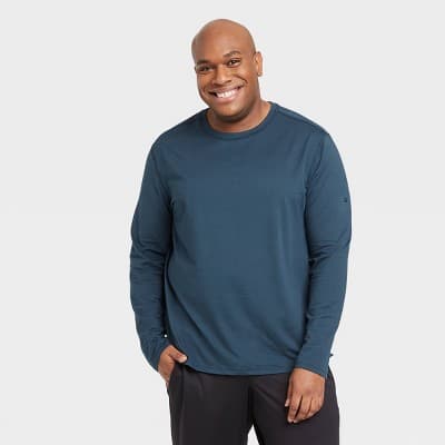 Men's Long Sleeve Performance T-Shirt - All In Motion™ Navy XXL: Moisture Wicking, Quick Dry, Pullover