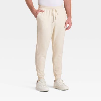 Men's Active Comfort Fleece Jogger Pants - All In Motion™ Oatmeal Heather L