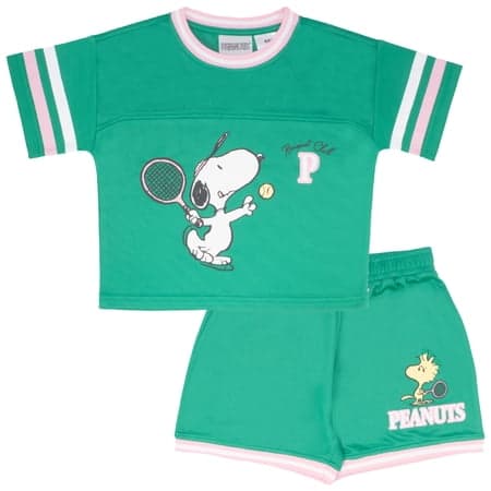 Peanuts Girl's Active Short Sleeve Jersey Set, Sizes 4-12