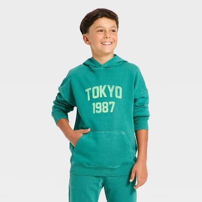 Boys' Fleece Hoodie Sweatshirt - Cat & Jack™ Green XL Husky