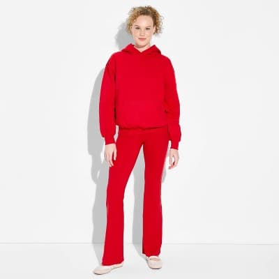 Women's Hooded Oversized Pullover Sweatshirt - Wild Fable™ Red XXS