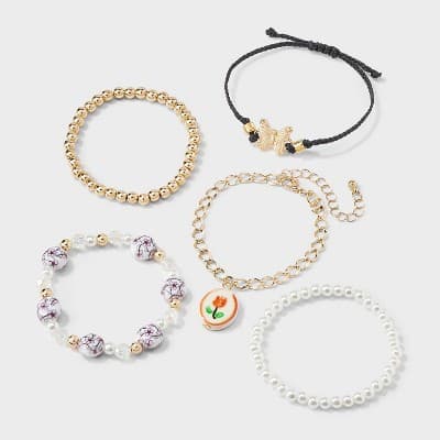 Girls' 5pk Rose Charm Bracelet Set - art class™