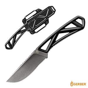 Gerber Exo-Mod Drop Point Knife - Stainless Steel Fixed Blade (Black)