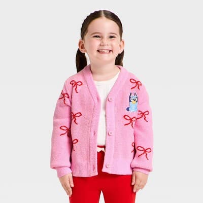 Toddler Girls' Bluey Cardigan Sweater - Pink 5T